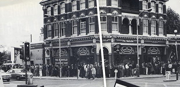 7th July 1978 we played a sold out gig at the Nashville in Kensington. Queue was all around the venue. you can just see our brown Ford Transit in the bottom left corner.