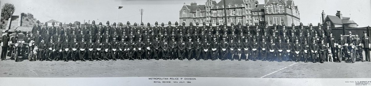 Opened the post today to find this photo. Sent by a police pensioner wanting a good home for the photo. I want to get it framed and up in a police station but need some more info first. 

1 - What area did P district cover in 1954?
2 - What police station is that in the