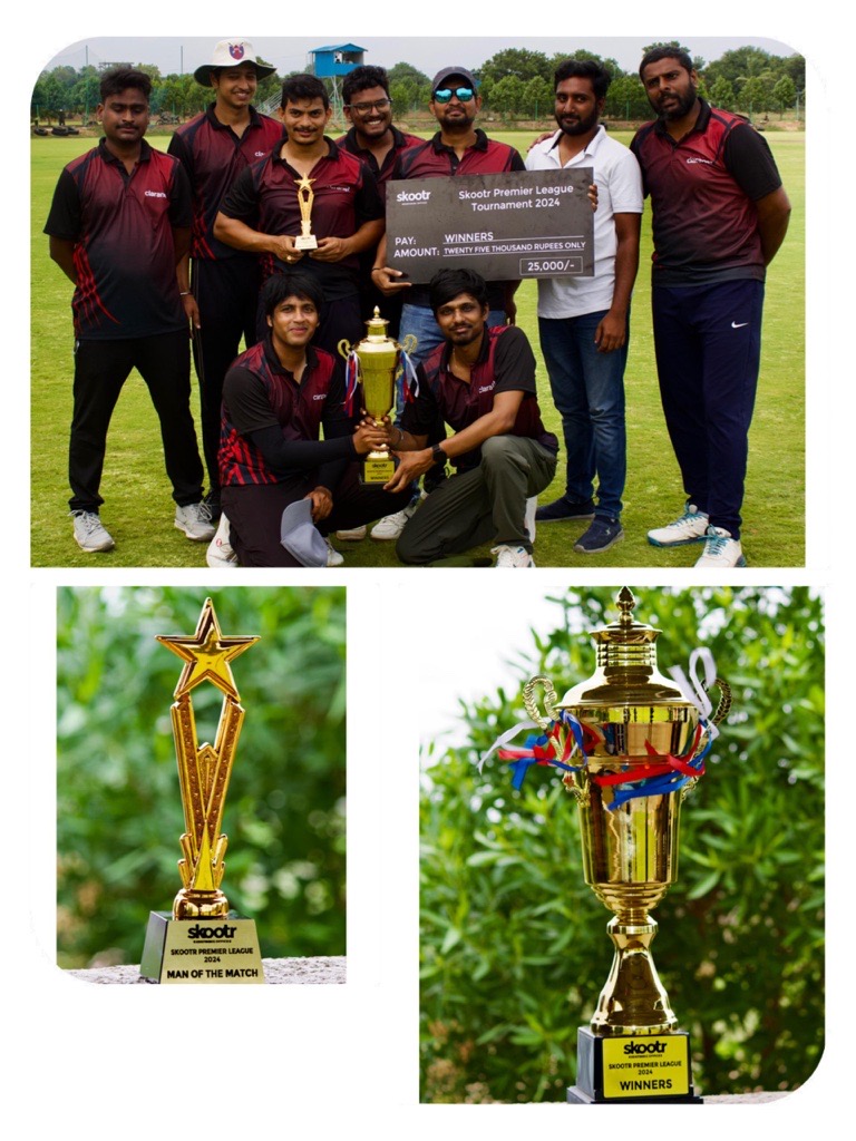 ClaranetIndia's tweet photo. Skootr Offices hosted an exciting T20 cricket tournament, and Claranet India emerged victorious yesterday! 

#teambuilding #Cricket #tournament #India #Hyderabad #IRFC https://t.co/Bj2Xmrm1Po
