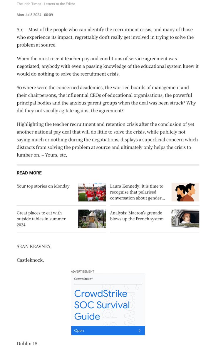 ciaraquill's tweet photo. “So where were the concerned academics, the worried boards of management and their chairpersons, the influential CEOs of educational organisations, the powerful principal bodies and the anxious parent groups when the deal was being struck?”👏 
#edchatie 

https://t.co/h0mKJ8nngq https://t.co/bnaCs6gFpT