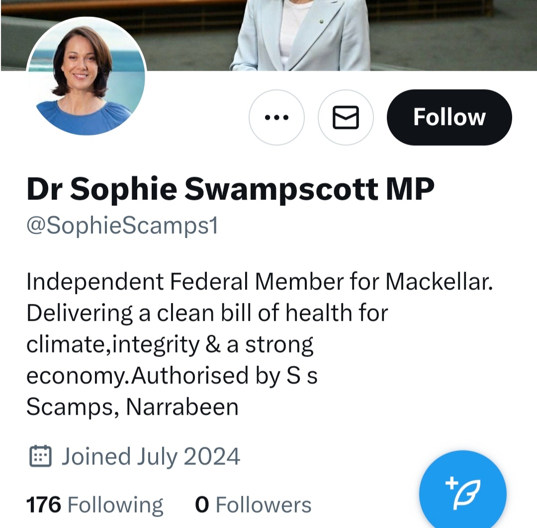Dear followers,
Please report and block the fake account <a href="/SophieScamps1/">Dr Sophie Swampscott MP</a> for impersonating <a href="/SophieScamps/">Dr Sophie Scamps MP</a>, the independent Federal MP for Mackellar. #auspol