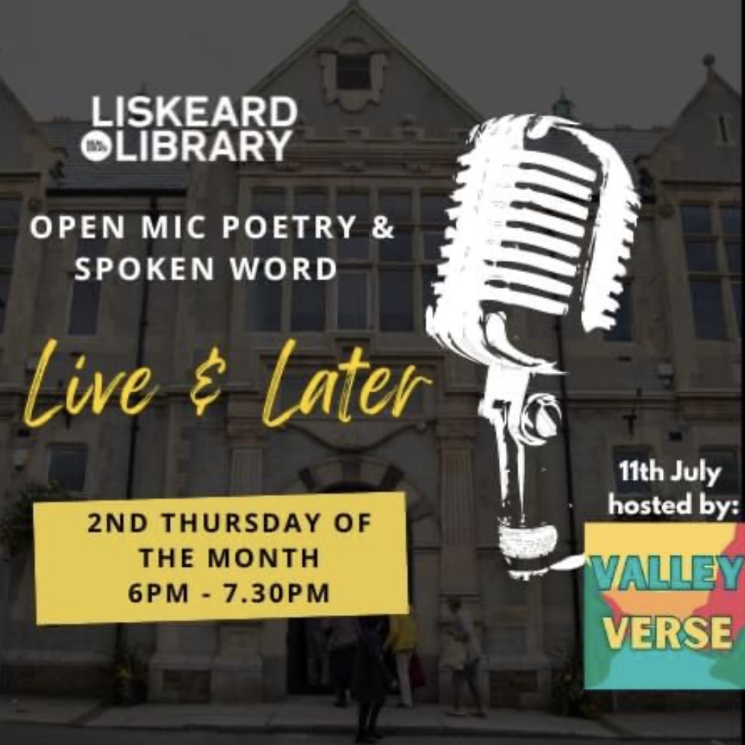 🌟 SOMETHING FROM OUR FRIENDS 🌟

Nice to see another Open Mic popping up in Cornwall! 

In partnership with our friends Valley Verse head to Liskeard Library every second Thursday evening for an evening of Spoken Word and Poetry!

More info: visitliskeard.co.uk/view-event/liv…