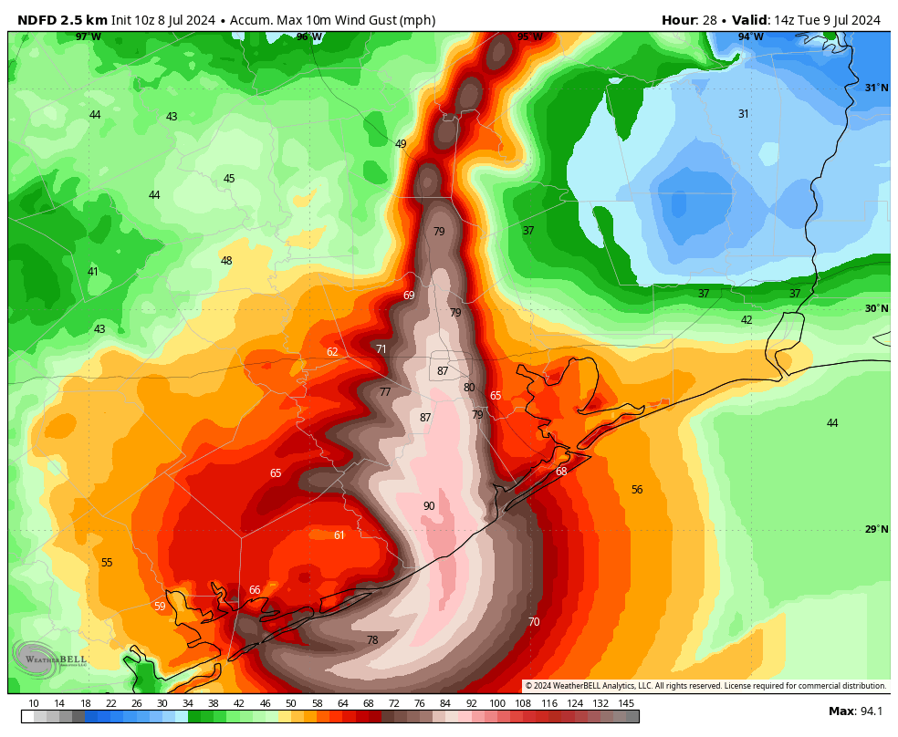 SpaceCityWX's tweet image. Everyone in Houston is a storm chaser today, whether you want to be or not. Here's what to expect from the core of the storm.

spacecityweather.com/strong-winds-a…