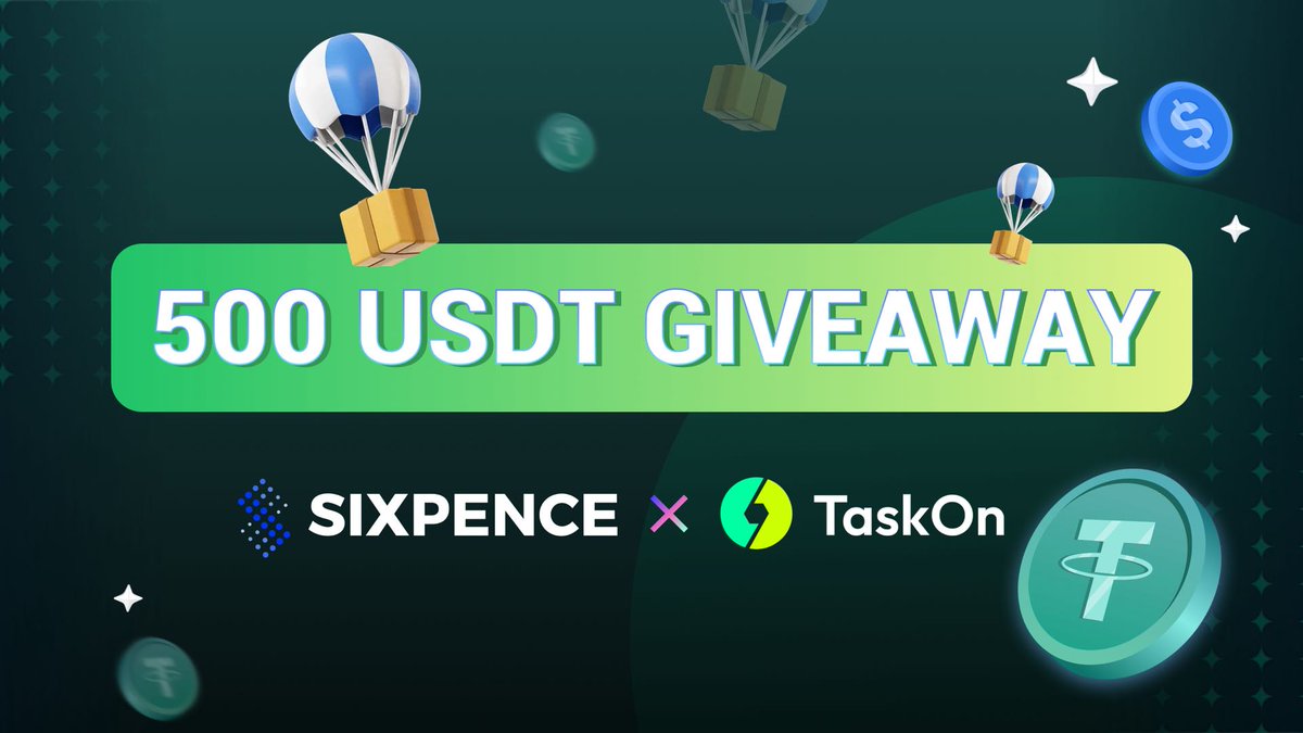 sixpenceop's tweet image. We are delighted to announce our partnership with
@taskonxyz 🥳🌴
We will be offering generous rewards including 5️⃣0⃣0⃣USDT #Giveaway
✨ Complete Taskon tasks to receive giveaway rewards!
Participatde in the giveaway:taskon.xyz/campaign/detai…