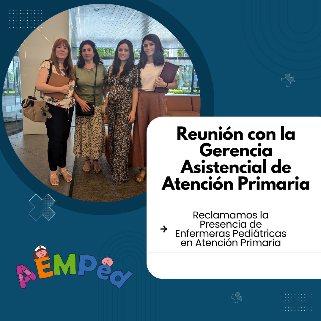 Reunión de <a href="/AEMPed/">AEMPED</a> con la Gerencia Asistencial de Atención Primaria: 

Reclamamos la Presencia de Enfermeras Pediátricas en Atención Primaria

#EnfermeríaPediátrica #AtenciónPrimaria #SaludInfantil #PorUnosCuidadosEspecializados