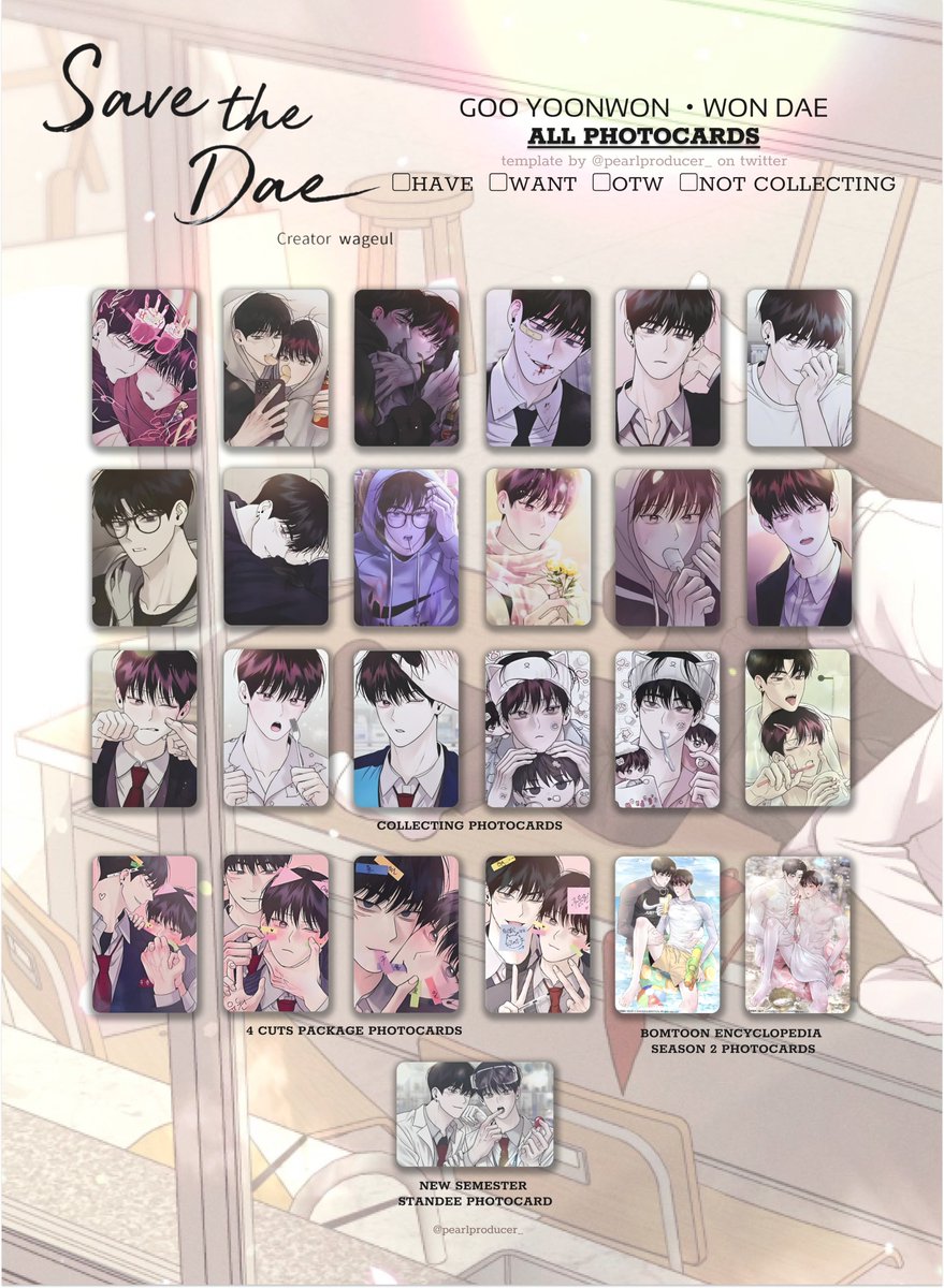 pearlproducer_'s tweet photo. MONDAY'S SAVIOR / SAVE THE DAE ALL PHOTOCARDS TEMPLATE🐱🐾
#월요일의구원자 #savethedae #mondayssavior #YoonWon #WonDae
*as of 07/08/24 https://t.co/KXKOMCpMOp