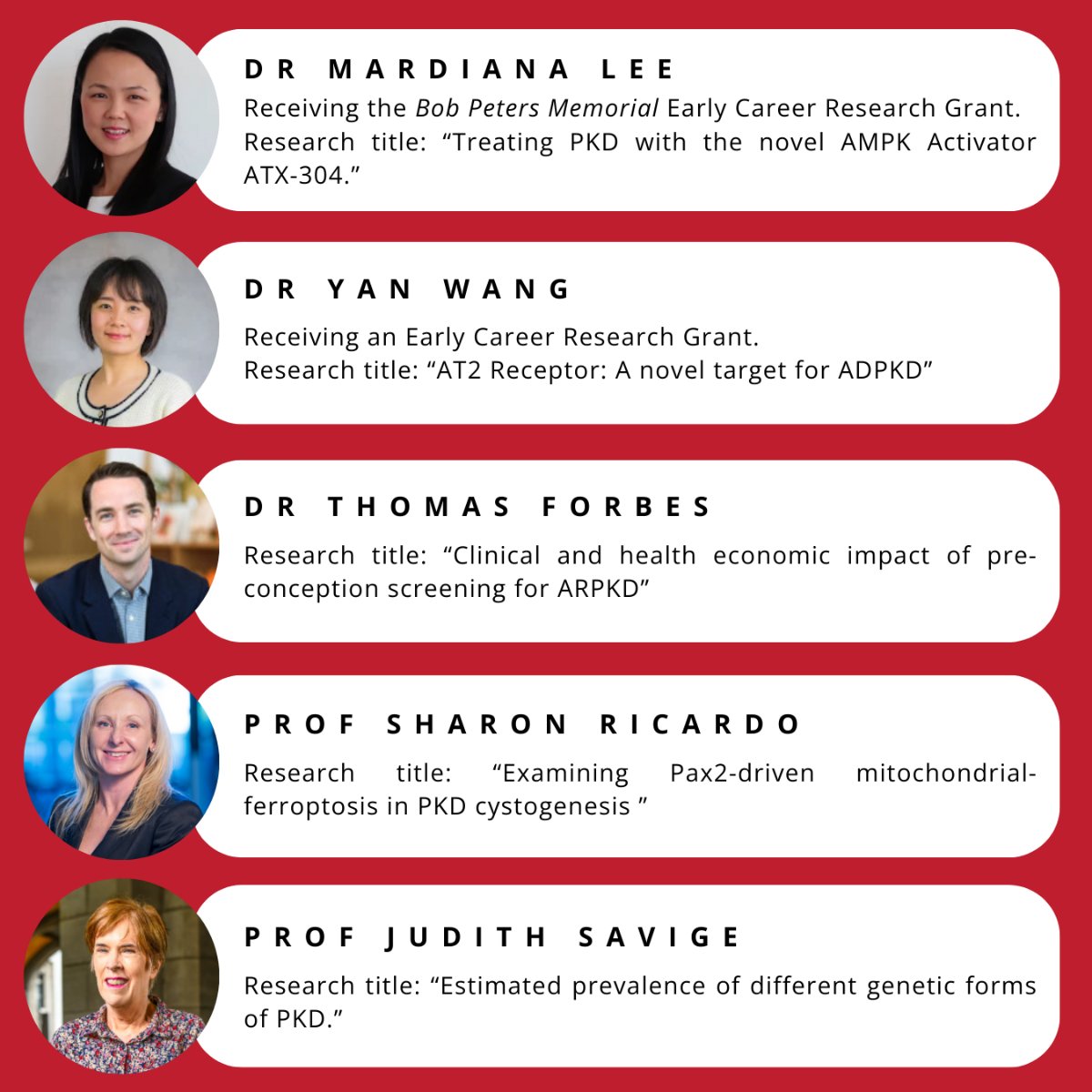We're thrilled to announce the recipients of our 2024 Research Grants!

We encourage you read more about the incredible topics of research on our website by following the link below.

pkdaustralia.org/our-researcher…