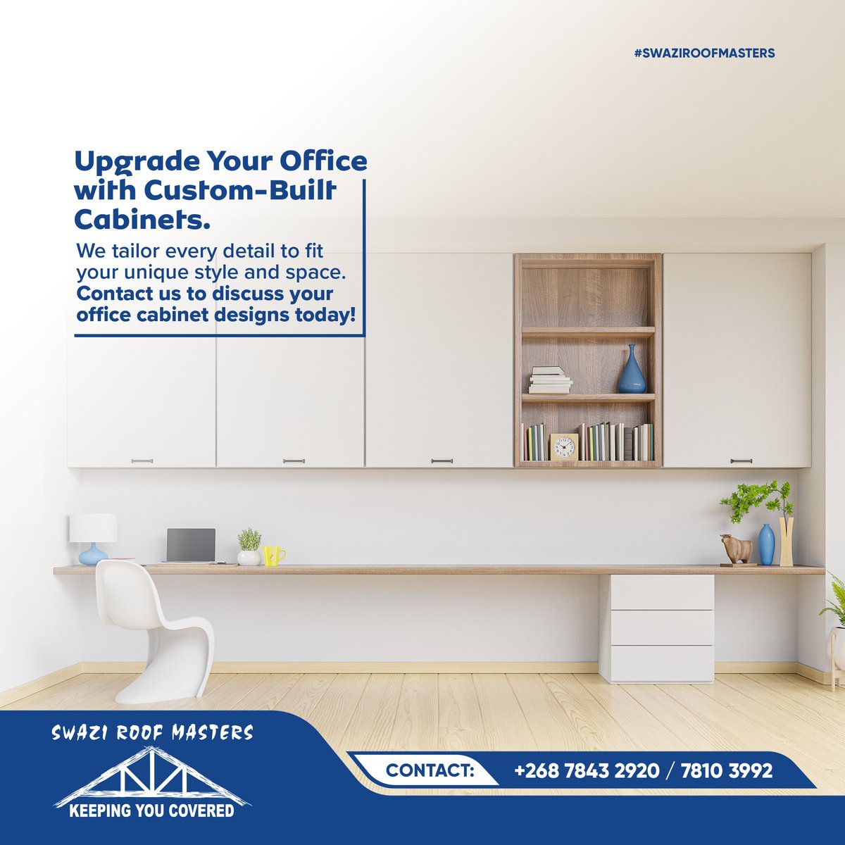 RoofMasters_sz's tweet image. Our high-quality craftsmanship ensures durability and functionality, providing you with office storage solutions that stand the test of time. Contact us today to learn more about our custom office cabinets! #Swazirofmasters #Matsapha