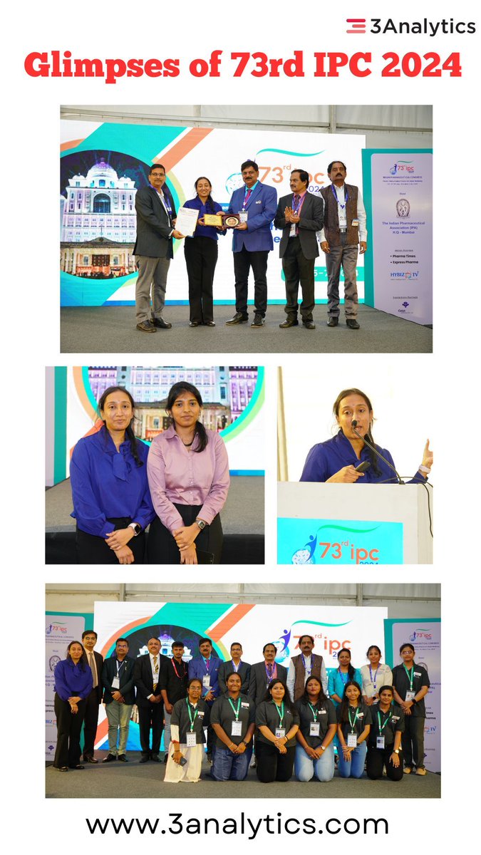 3Analytics1's tweet photo. Glimpses of the 73rd Indian Pharmaceutical Congress (IPC) 2024 conducted at Hyderabad on 7th July 2024 where our Team-member Bhageswari Sreeraman, VP- Products was invited to speak about "AI in Pharmacovigilance and PMS". https://t.co/fgn3MC5OaP