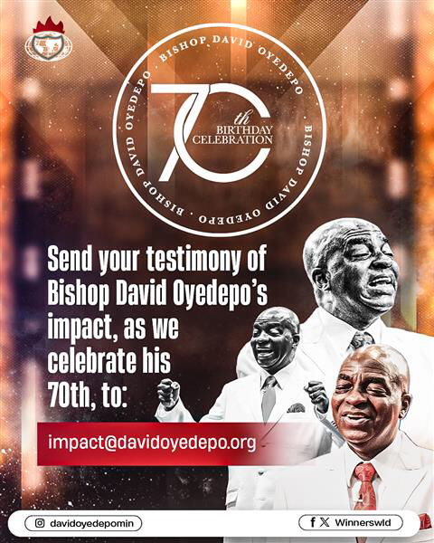 WinnersWLD's tweet photo. Good news!!!!

Bishop David Oyedepo turns 70 on the 27th of September, 2024.

There is no doubt that his life and ministry have been a blessing to each of us, therefore send your testimonies of impact to impact@davidoyedepo.org.

Pls include a picture and video clip if available. https://t.co/YgXRTR9rW2