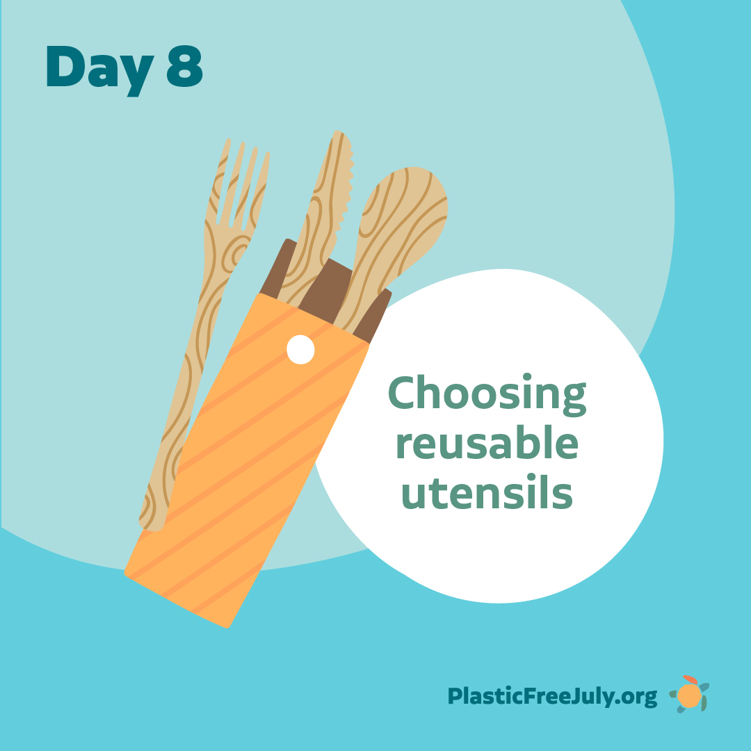 PlasticFreeJuly's tweet image. DAY 8 -  🍴🌿 Consider embracing the eco-friendly alternative to single-use utensils and opt for reusables instead. Keeping them in a convenient spot, like in a work bag, is a great way to remember! #PlasticFreeJuly #PlasticFreeJuly2024 #ChooseToRefuse