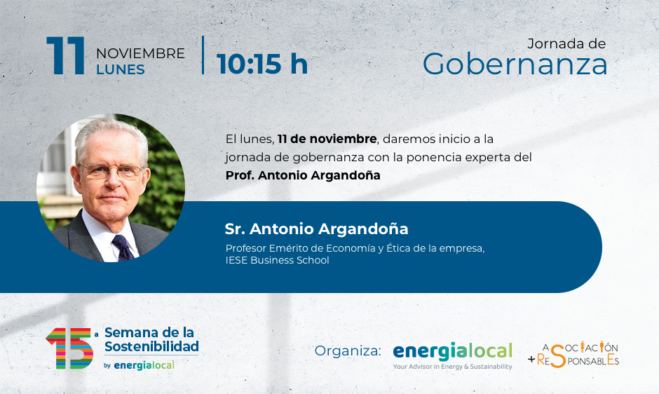 🆕 Presentamos la ponencia introductoria que podrás disfrutar el 11 de noviembre en nuestro primer día de la #SemanaDeLaSostenibilidad con el Prof. Antonio Argandoña, profesor Emérito de Economía y Ética de la Empresa en IESE.

semanarsc.org/inscripcion-se…