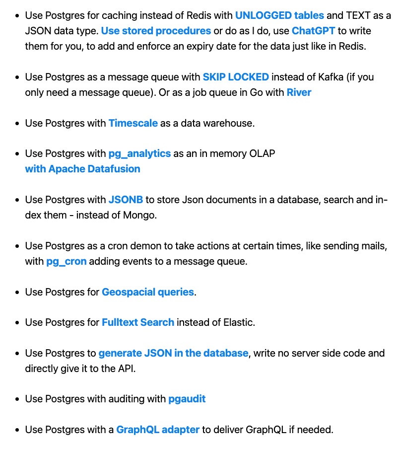 catalinmpit's tweet image. Just use Postgres for everything.