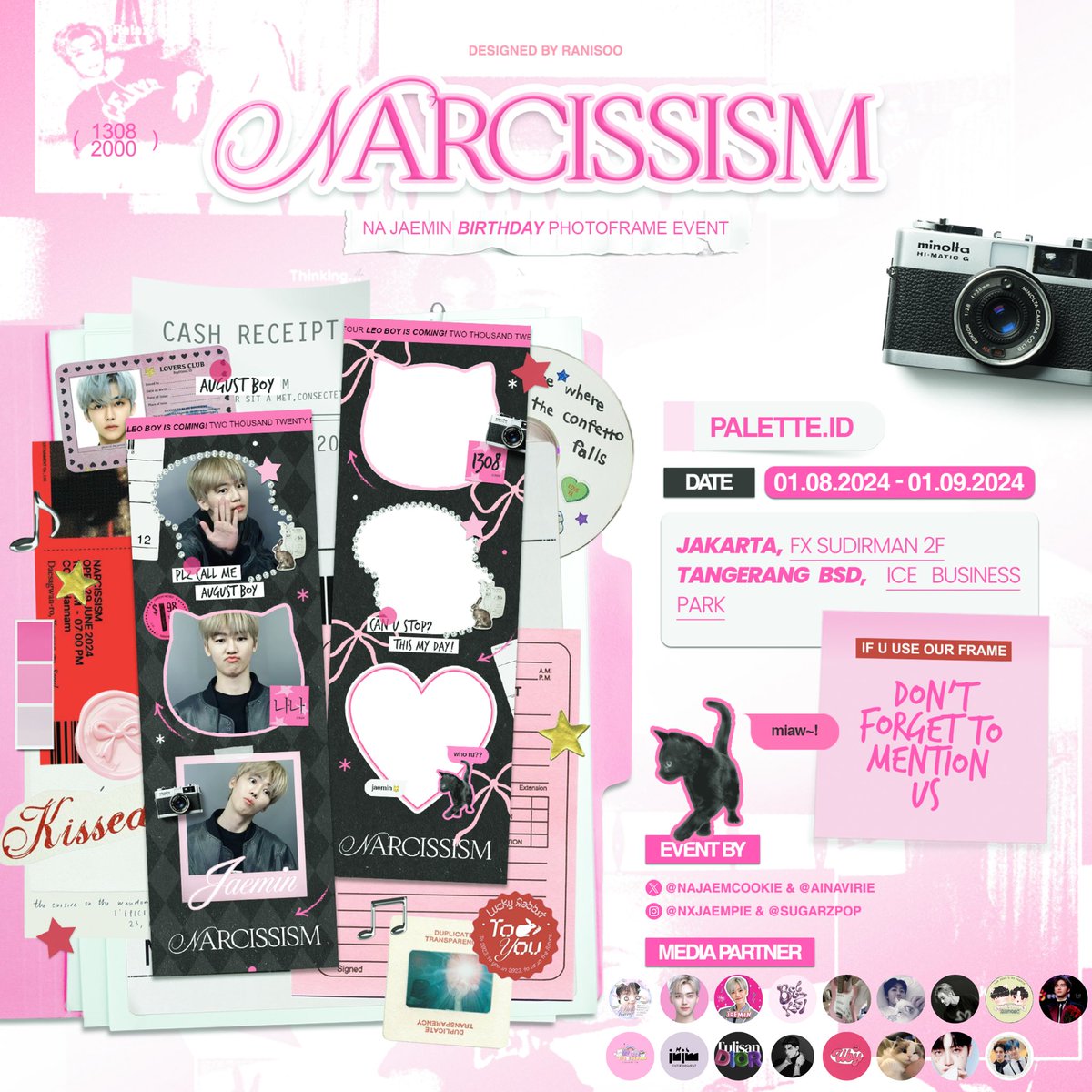 najaemcookie's tweet photo. 🐰JAEMIN PHOTOBOOTH EVENT🐱

— Embrace your NARCISSISM with our Jaemin Photoframe by @najaemcookie &amp; @ainavirie  —

Loc &amp; Date : On Posters

[ ◉¯] ✧˖° let's celebrate Jaemin birthday together! show me your sweetest smile while using this frame and don't forget to tag us on x 🎀 https://t.co/nETMIQfYZ1