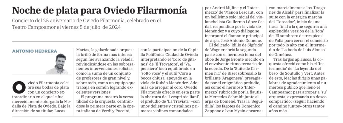 «Noche de plata para Oviedo Filarmonía» <a href="/OFIL_Orquesta/">Oviedo Filarmonía</a> 
elcomercio.es/opinion/antoni… vía <a href="/elcomerciodigit/">EL COMERCIO</a>