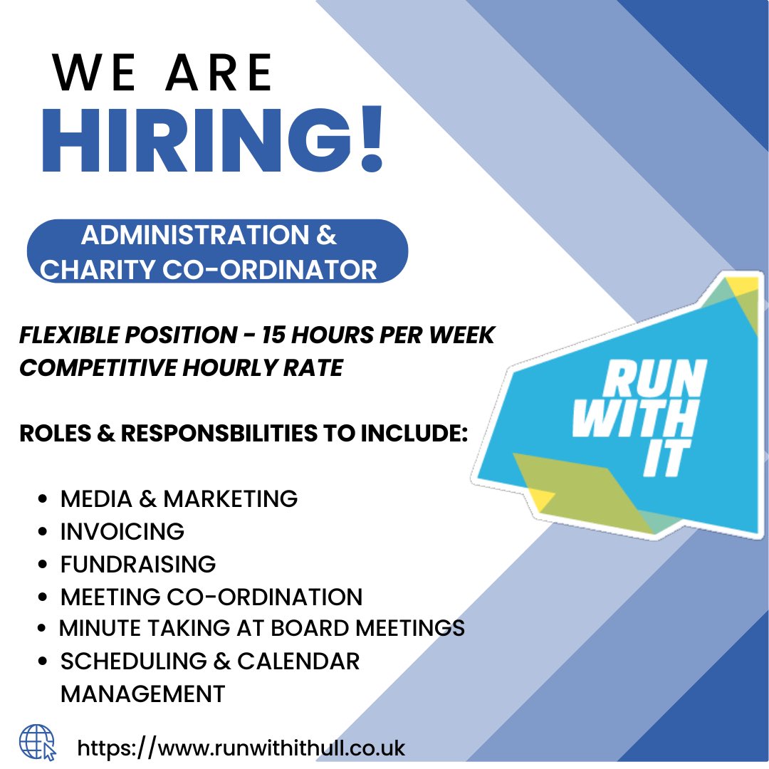 RunwithitHull's tweet image. 🔈WE ARE HIRING 🔈

We are looking for an organised, passionate individual to join our team. We’re proud to offer flexible hours, competitive rates and career development opportunities. 

If you think you might fit the role, please express your interest to us by Monday 22nd July!