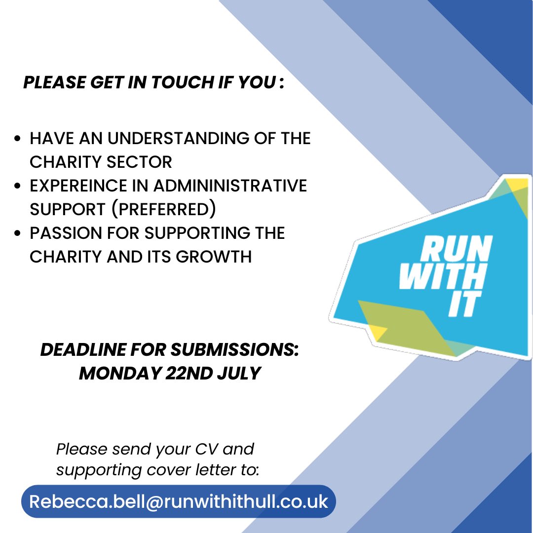 RunwithitHull's tweet image. 🔈WE ARE HIRING 🔈

We are looking for an organised, passionate individual to join our team. We’re proud to offer flexible hours, competitive rates and career development opportunities. 

If you think you might fit the role, please express your interest to us by Monday 22nd July!