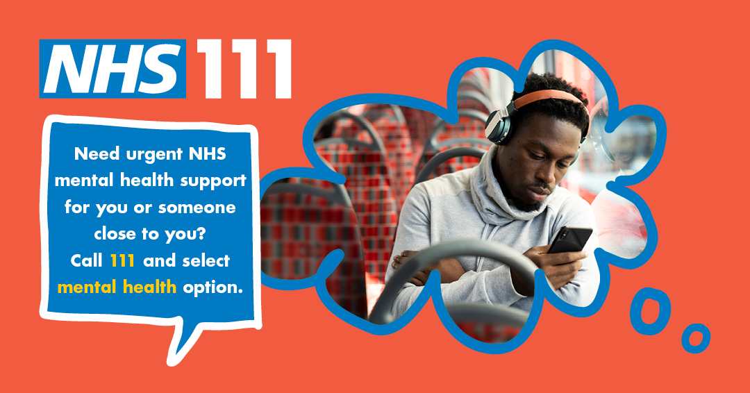 Urgently worried about your or a loved one's mental health? The NHS 111 Mental Health Service in South London is here for you 24/7. 

📞Call 111 and select the mental health option if you or someone you know is feeling unsafe, distressed, or worried about mental health.