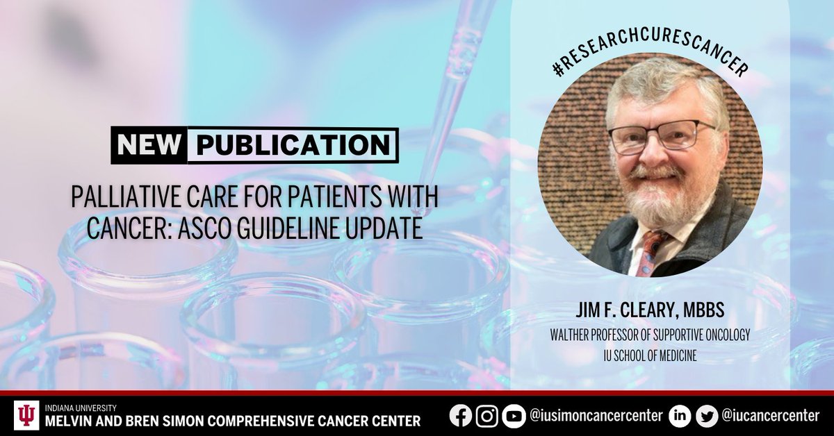 The cancer center’s Jim F. Cleary (<a href="/jfclearywisc/">jim cleary</a>), MBBS, contributed to the <a href="/ASCO/">ASCO</a> guidelines for palliative care for patients with cancer. Learn more: ow.ly/pJxH50Sa1Rx. #ResearchCuresCancer #NCIcomprehensive