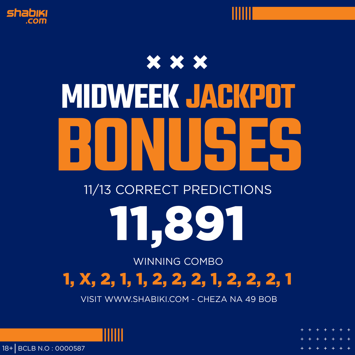 Shabiki_Ke's tweet photo. Mambo inachemka, #MIDWEEKJACKPOT imegonga 4M π°
Bonuses nazo ziko standby na 11/13 correct prediction na Ksh.11.891 πΈπΈ
Chambua ,Predict na uekelee bet yako β‘οΈ https://t.co/A451lXAJF9 na ungoje kuitwa Millionaire π€π€
Huku tunasonga mbele bila stressπUsikubali kubaki nyumaπ
#MidweekJackpot
#ShabikiInagive
#Shabikiitakusort