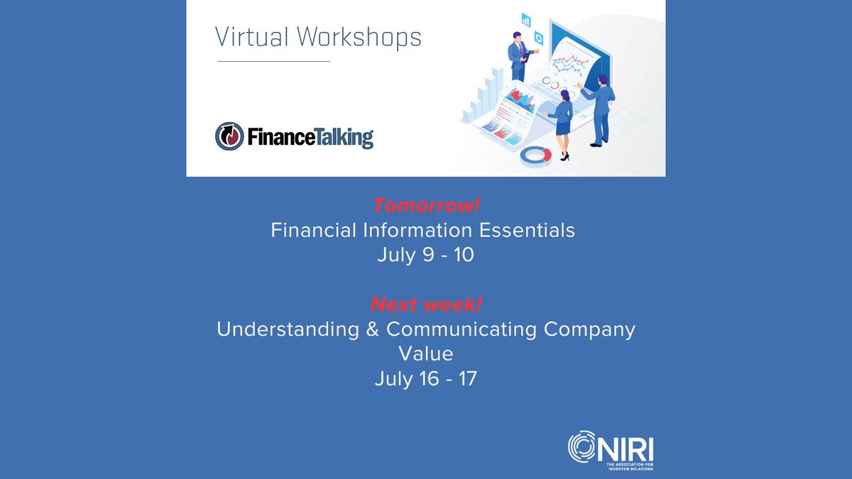 Looking to improve your understanding of financial concepts? Join our introductory skills online training courses this summer. Don’t miss this opportunity to improve your financial skills! #NIRI #IRChat niri.org/professional-d…