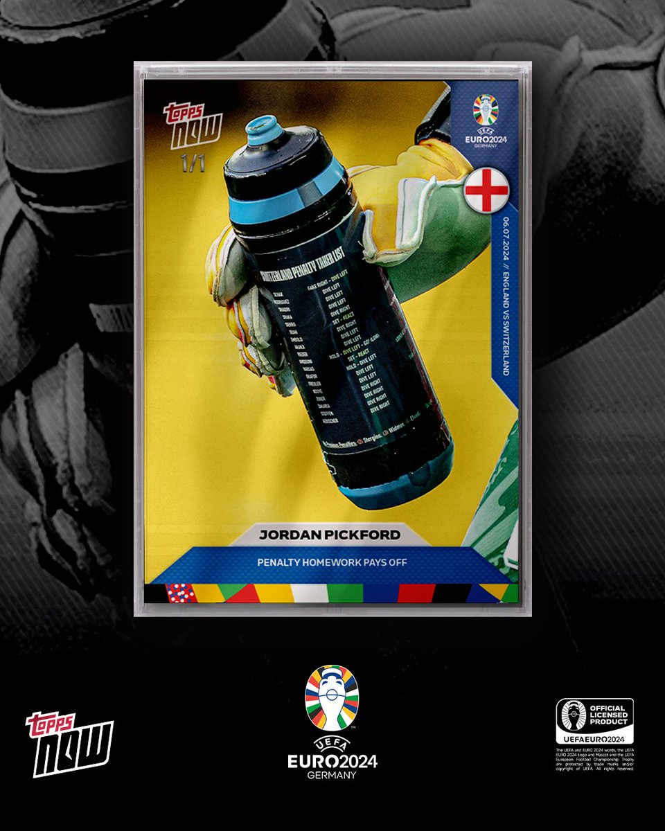 Topps_UK's tweet photo. Just in... as Jordan Pickford reveals cheeky cheat sheet in England win over Switzerland. Earning his very own Topps Card, along with a place in the UEFA EURO 2024™ Semi-Finals! 🧤
🔗 https://t.co/RTSUUgA4TI
#ToppsNow #EURO2024 #ENGvSUI https://t.co/R7UDXhViZB