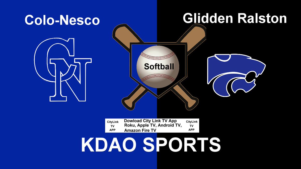 kdao.com/colo-nesco-roy…
Regional Softball 
Colo-Nesco (3-21) at Glidden Ralston (8-12), 5 PM
Andy Jennings has the call, listen at the link or on the CityLink TV APP!
<a href="/CNRoyalSoftball/">Colo-NESCO Royals Softball 🥎</a> <a href="/ColoNesco/">Colo-NESCO</a> <a href="/GliddenRalston/">Glidden-Ralston</a>