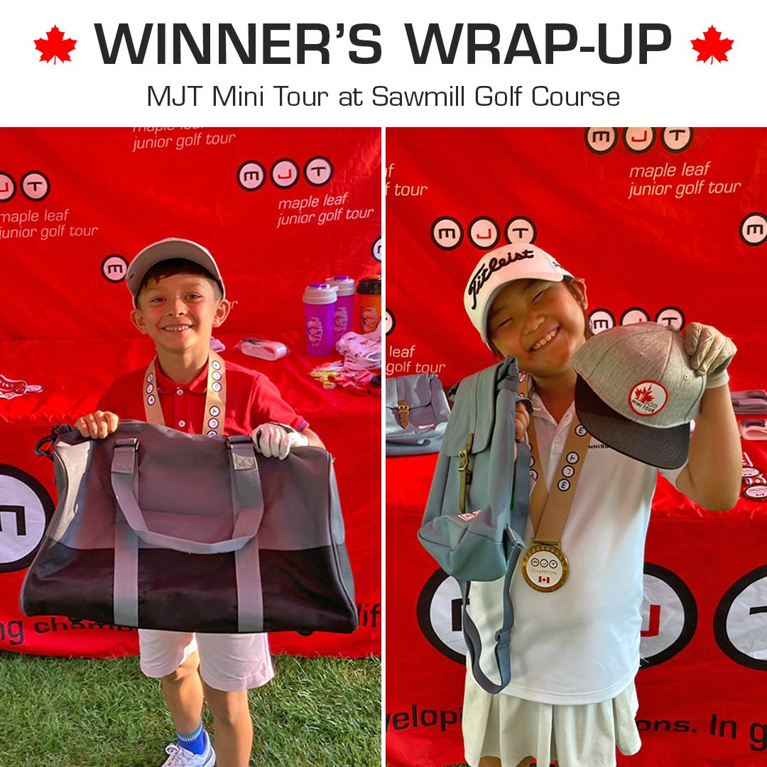 Congratulations to the winners of the 2024 MJT Mini Tour at <a href="/SawmillGolf/">Sawmill Golf Course</a>, Fenwick, ON, July 7 🏆

Boys 11-12: Bentley McNamara (77)
Girls 11-12: Cocomi Wang (78)
Boys 9-10: Derek Zhao (77)
Girls 9-10: Sana Kojima (86)
Boys 8U: Logan Metzen (90)
Girls 8U: Lanai Park (67)

Thank