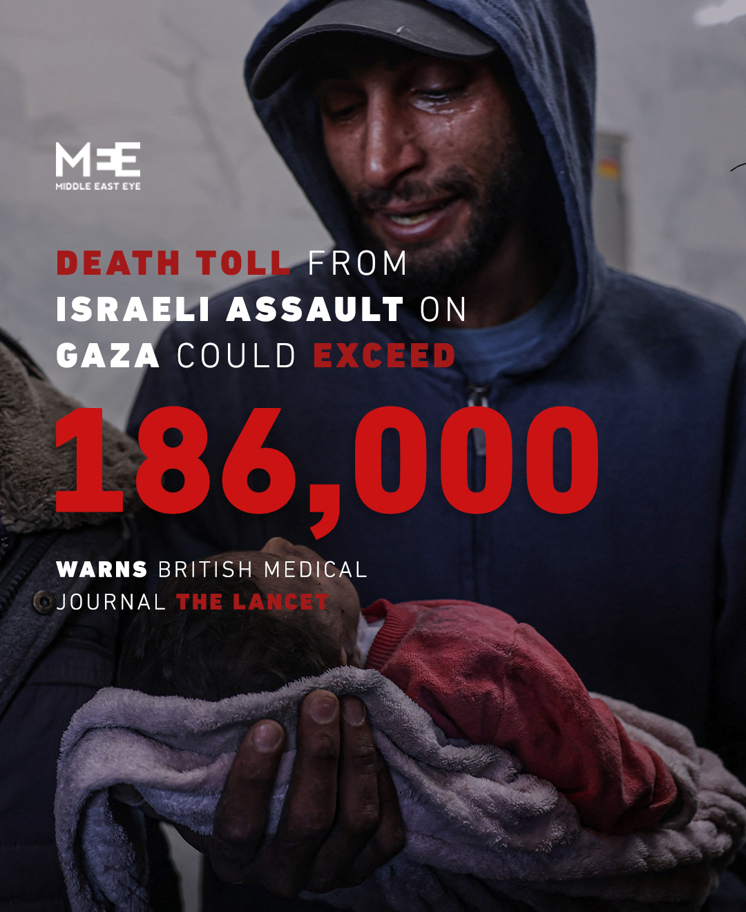 Middle East Eye on X: A letter written by experts and published in the  British medical journal, the Lancet, estimates that the actual death toll  of Palestinians killed in Gaza could exceed