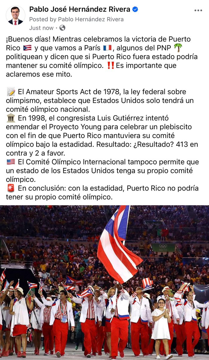 PabloJoseHR's tweet photo. Aclaraciones importantes sobre el comité olímpico bajo la estadidad ⬇️ https://t.co/9RqSKYn2BN