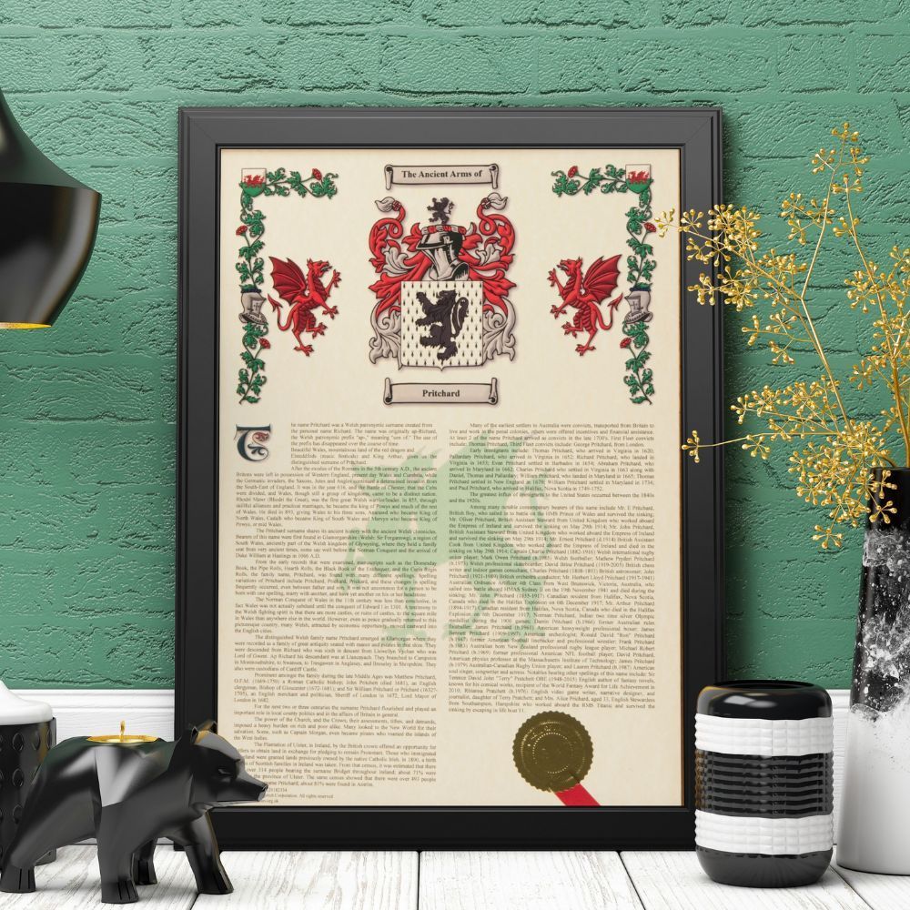 Plain black frames now available for our surname history scrolls with coats of arms / family crests. See buff.ly/48KZM7A for all options. A fantastic gift for anyone interested in their family name's history. #personalised #coatofarms #familycrest #surname