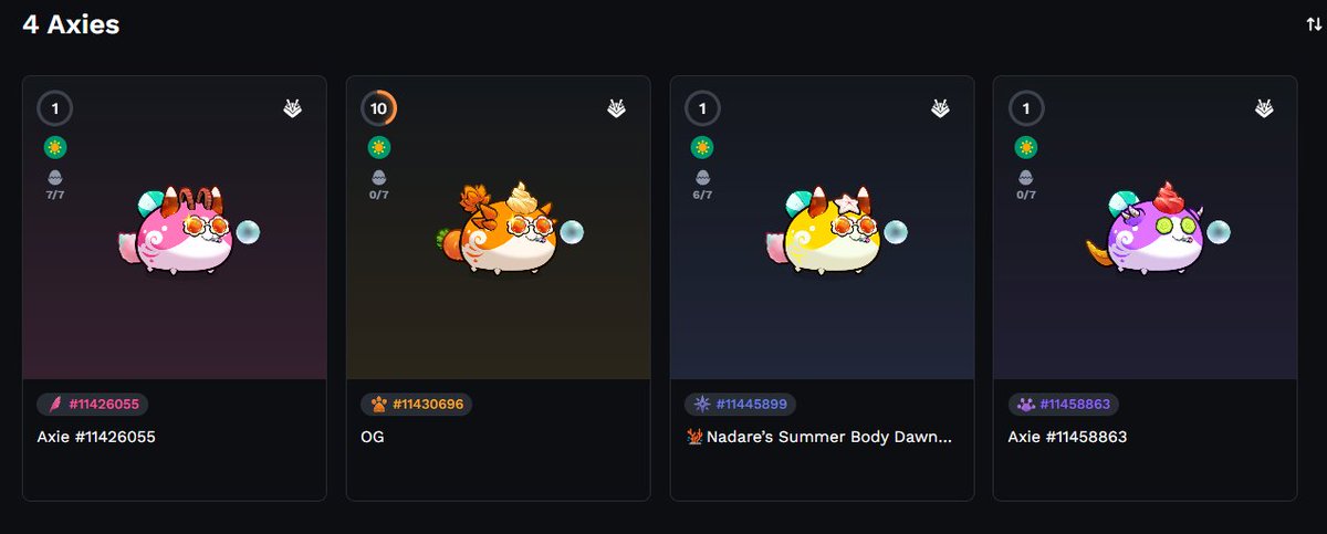 GM GM ☀️☕️

Couple collectible Axies I've shopped while I've been busy. Happy to be back and planning to join <a href="/TheRoninRadio/">RoninRadio</a> later this morning🚀🚀

Shout out to everyone that has supported me along the way!!

Do we raffle off one of these <a href="/AxieInfinity/">Axie Infinity</a>?