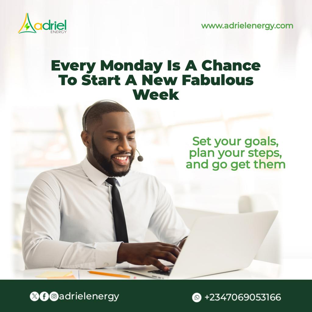 AdrielEnergy's tweet photo. Embrace Mondays as your launchpad for an amazing week. Set your goals, plan your steps, and achieve greatness! https://t.co/yGZ8t2uwGb
