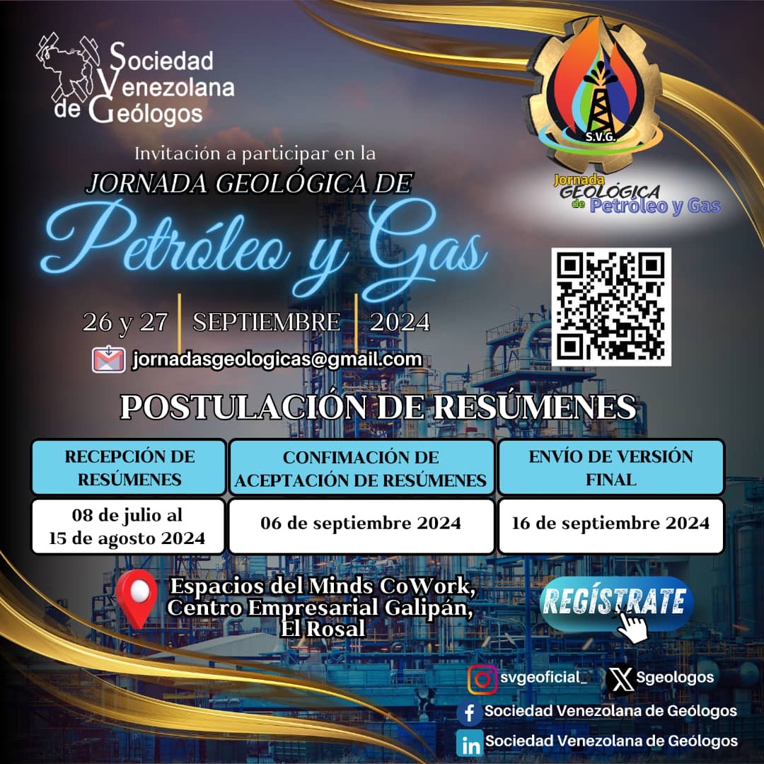 ¡HOY!

Inicia la recepción de resúmenes e inscripciones para la Jornada Geológica de Petróleo y Gas 2024

lnkd.in/eWq-6DXP

#svg #geologos #venezuela