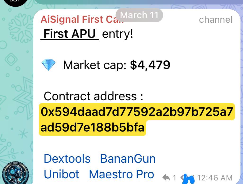 AI Signal bot | $AISig (@aisignalbot) on Twitter photo $apu $4.4k mc to $404m mc ath 91818x
Are you in our tg ?
AISignal 🐳 $Aisig 💎
Ca:0x508B27902C6c14972a10a4e413B9cFA449e9ceDB
Tg: t.me/aisignal_offic…
<a href="/AiSignalBot/">AI Signal bot | $AISig</a> <a href="/Appsncoders/">Acespade💎🐲</a>
#x #ai #base #eth #btc #sol $base $eth $btc $sol #alpha #memecoins
$mog $pepe $trump $maga $apu $apu $4.4k mc to $404m mc ath 91818x
Are you in our tg ?
AISignal 🐳 $Aisig 💎
Ca:0x508B27902C6c14972a10a4e413B9cFA449e9ceDB
Tg: t.me/aisignal_offic…
<a href="/AiSignalBot/">AI Signal bot | $AISig</a> <a href="/Appsncoders/">Acespade💎🐲</a>
#x #ai #base #eth #btc #sol $base $eth $btc $sol #alpha #memecoins
$mog $pepe $trump $maga $apu
