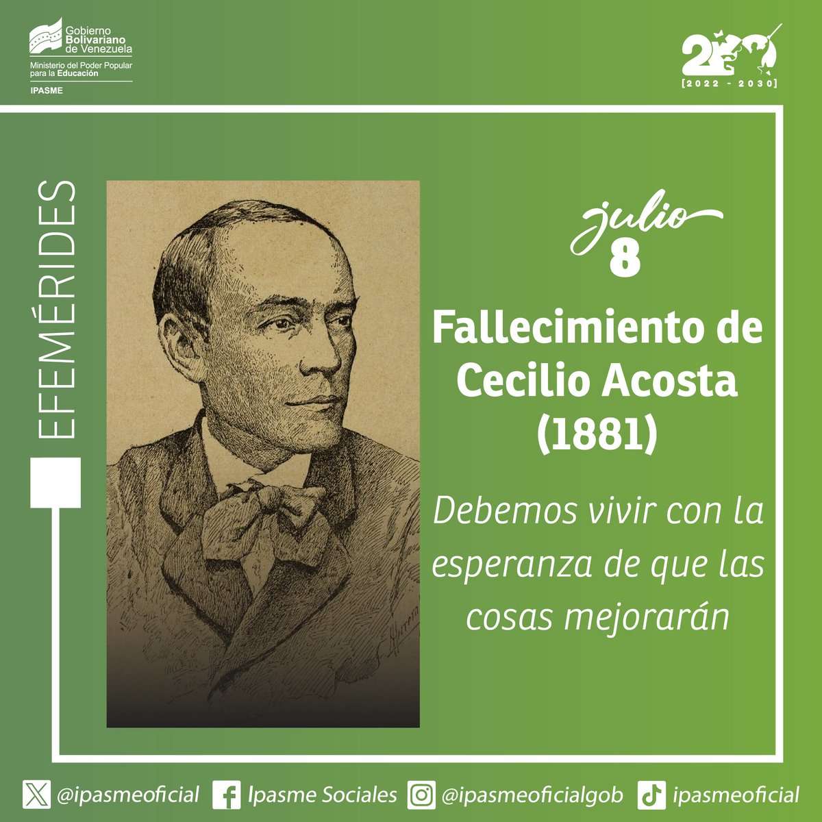 #Efemérides || Fallecimiento de Cecilio Acosta (1881)

#PalabraEres
<a href="/NicolasMaduro/">Nicolás Maduro</a> 
<a href="/_LaAvanzadora/">Yelitze Santaella</a>