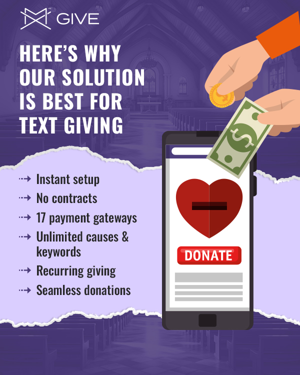 MxGive's tweet image. One text, instant donation.

Maximize your giving and execute fundraising campaigns easily with our all-inclusive text-giving platform, where donors can contribute their share as effortlessly as sending someone a text.
#MXGive #TextGiving #InstantSetUp #Contracts #PaymentGateways