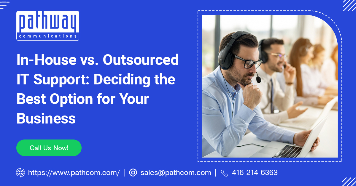Pathcom's tweet image. For #TorontoBusinesses, choosing between in-house and #OutsourcedITSupport is crucial. Our latest blog explores both options. Read more now: bit.ly/4eU03Ib

#PathwayCommunications #ManagedITServices #Cybersecurity #HelpDeskServices