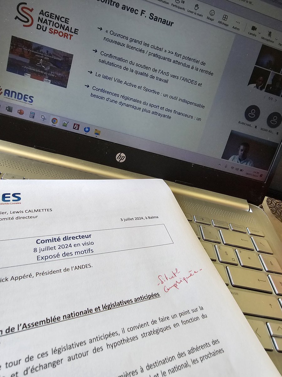 En Comité directeur <a href="/ReseauAndes/">ANDES</a>, pour travailler à  la mise en place des politiques sportives !
La recomposition politique a été discutée et les possibles retombées de la reformation de #AN #ElectionsLegislatives2024