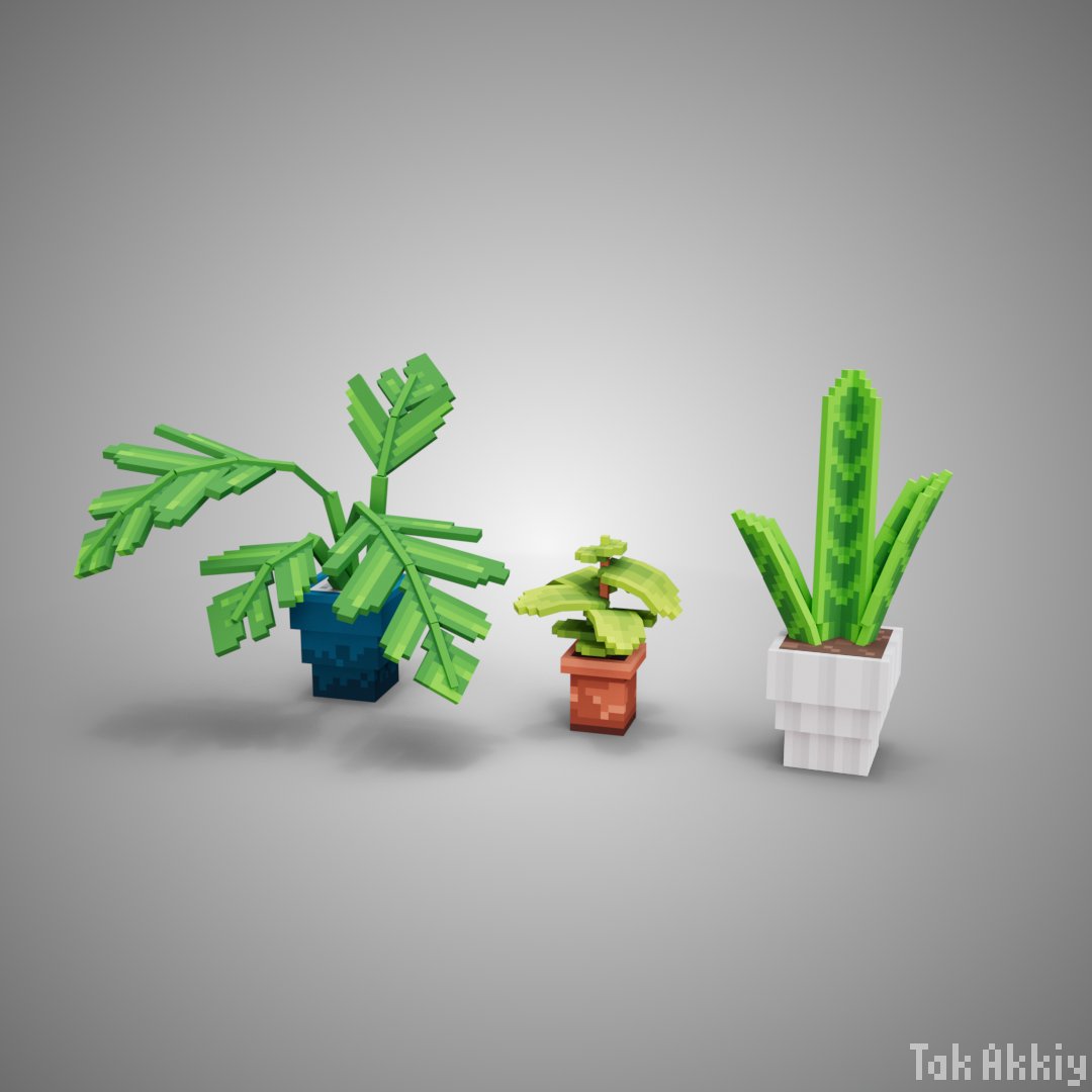 Plant x 3. 植物3つ目。 #voxel #voxelart #magicavoxel #voxedit 