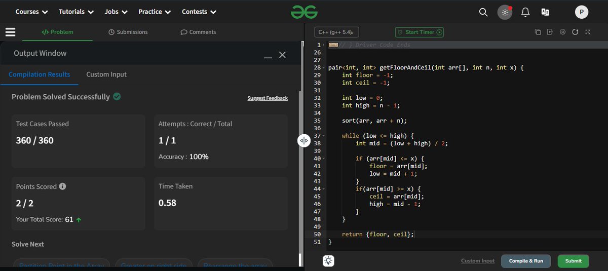 ParbhatSharma29's tweet image. Completed arrays and started binary search problems from @striver_79's A to Z DSA sheet.
#learninpublic #dsa #cpp #leetcode