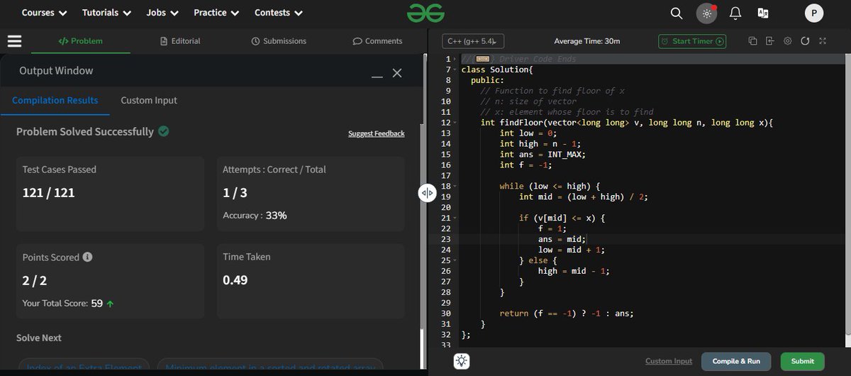 ParbhatSharma29's tweet image. Completed arrays and started binary search problems from @striver_79's A to Z DSA sheet.
#learninpublic #dsa #cpp #leetcode