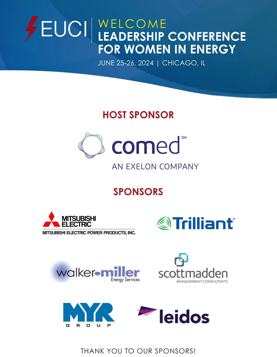 EUCI's Leadership Conference for Women in Energy hosted by <a href="/ComEd/">ComEd</a> is happening now in Chicago! What a great opportunity to network and share valuable insights. Thank you to our wonderful sponsors! #EUCI #EUCIWOMEN #womeninleadership