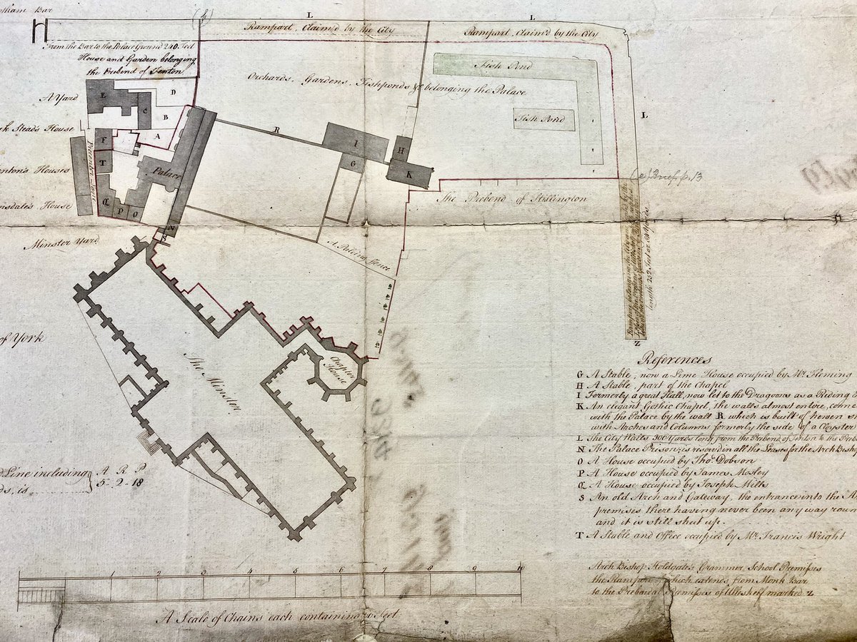 I keep snapping lovely archives in the searchroom and forgetting to post them, so here are two lovely plans of the Minster area from the 18th/19th century from the York Diocesan Archive. Plenty of detail here!