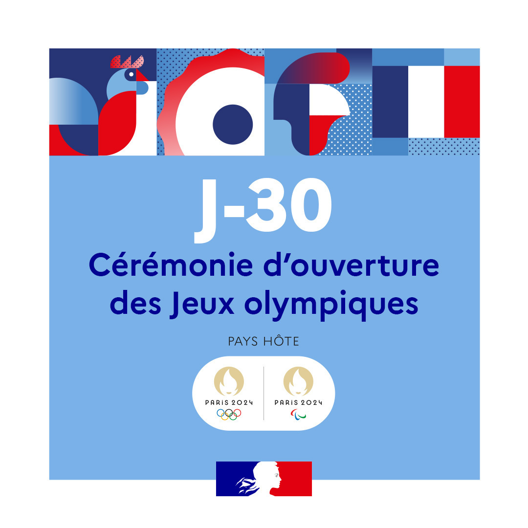 Sante_Gouv's tweet photo. #Paris2024 | 🎉 La cérémonie d'ouverture des #JeuxOlympiques c'est dans 1️⃣ mois !
Le ministère est prêt à
🏃Promouvoir des comportements favorables à la #santé
🏥Adapter l'offre de soins pour accueillir citoyens et visiteurs
✅Anticiper les situations de #CrisesSanitaires https://t.co/vip49PRknb