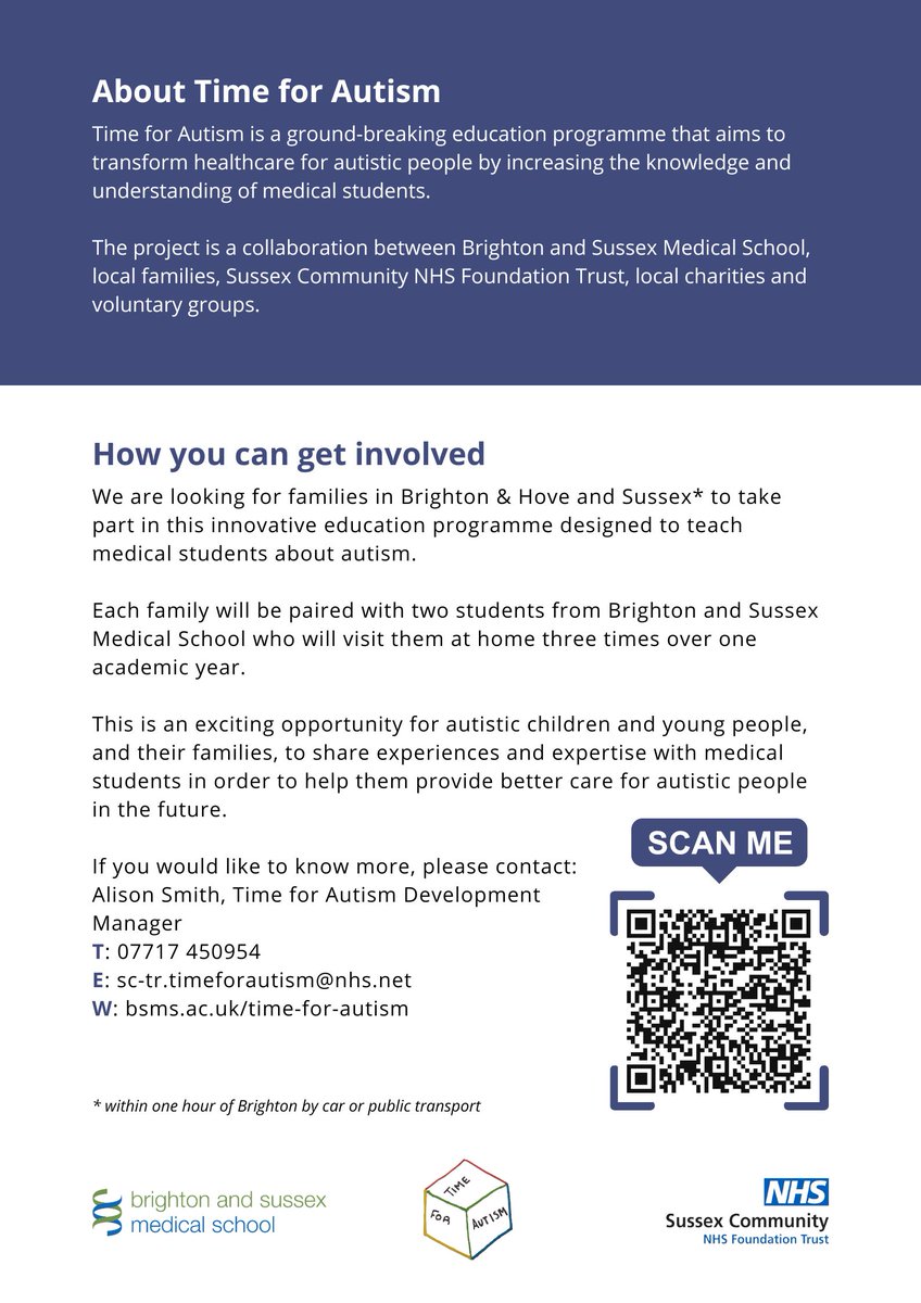🌞We are recruiting!!

We have space for new families in/near Brighton with autistic children/young people up to 18 to join the Time for Autism programme from September. Please get in touch to find out more 😍 <a href="/BSMSMedSchool/">BSMS</a> <a href="/TheEDSociety/">The Ehlers-Danlos Society</a> <a href="/ws_pcf/">WSPCF</a> <a href="/EEspcf/">East Sussex Parent Carer Forum - ESPCF</a> #autism