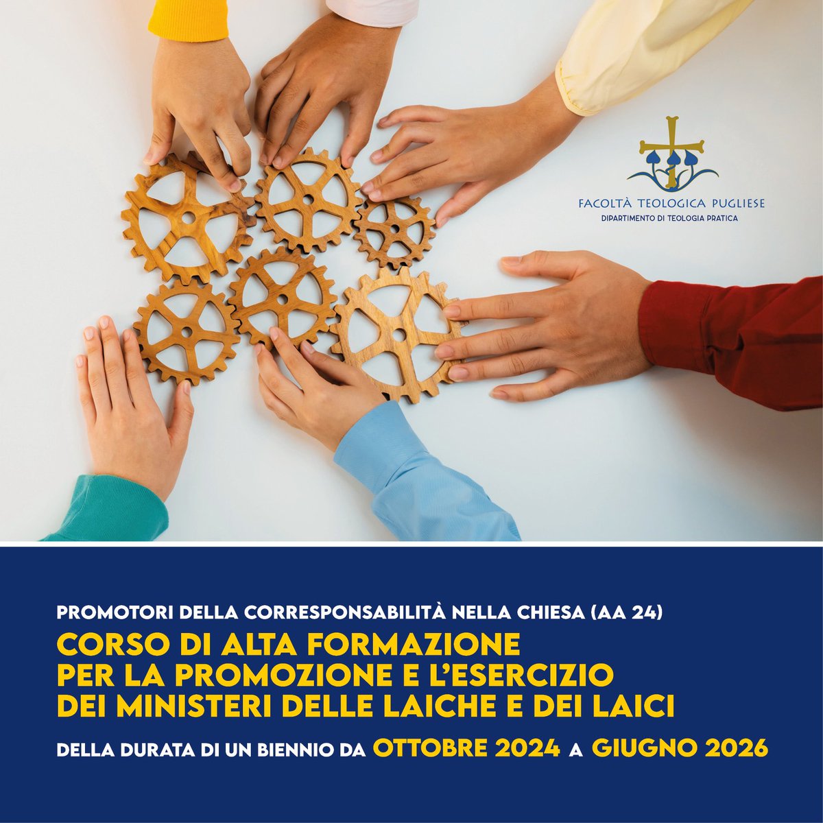 FacoltaPugliese's tweet photo. 📢 Un corso - biennale e perlopiù online - per promuovere, supportare e qualificare l’esercizio dei ministeri dei laici e delle laiche.
📆 Iscrizioni entro 30 settembre.
💻 Maggiori info: https://t.co/lmms1skGVj.

Passa parola!
#teologiainpuglia #agendaftp https://t.co/U8L0j1fvYJ