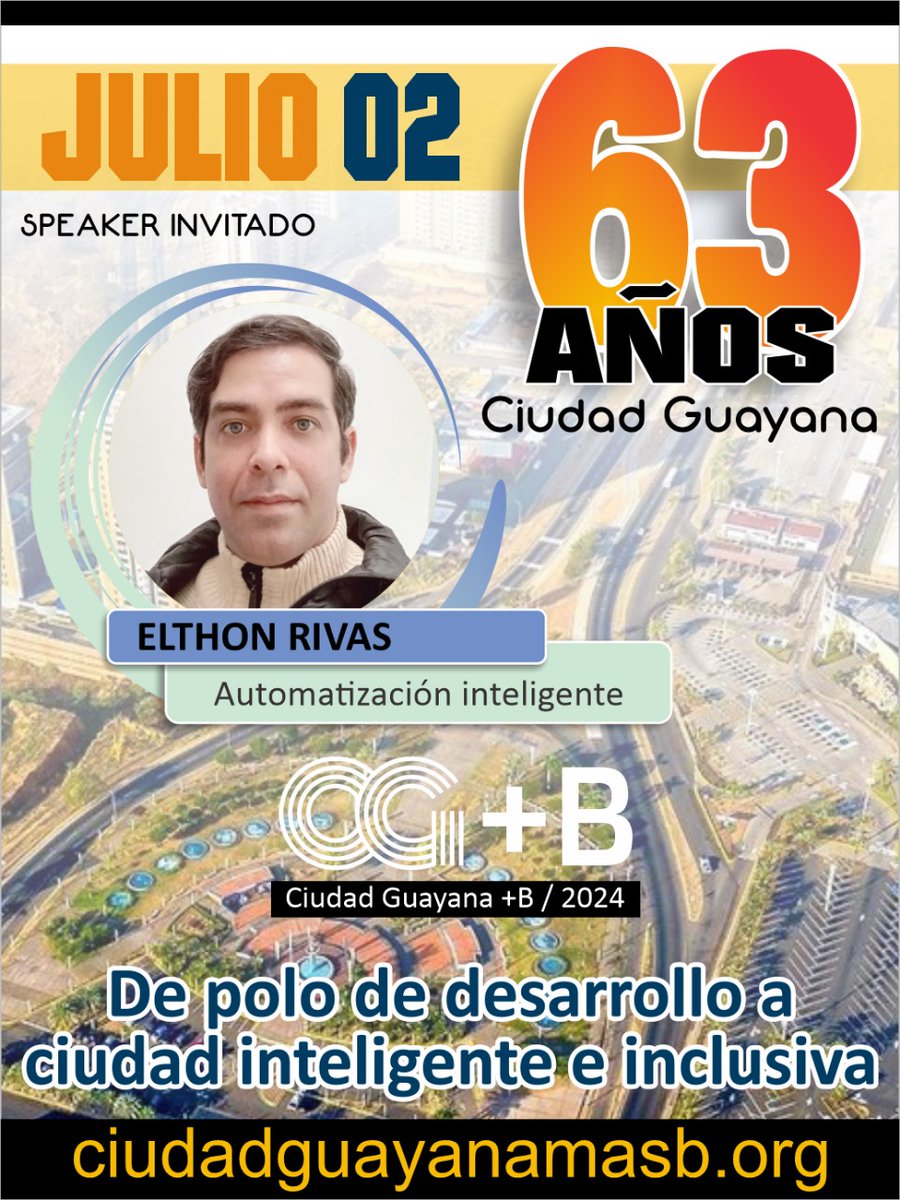 cdguayanamasb's tweet photo. Participa en el foro virtual "Ciudad Guayana, energía del futuro: De polo de desarrollo a ciudad inteligente e inclusiva" el 2 de julio vía live en YouTube, y sigue la ponencia de Elthon Rivas @edrc30 sobre “Automatización inteligente en la movilidad urbana”.

¡No te lo pierdas! https://t.co/LGkIXPuJlN