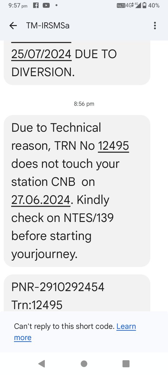 ShilpiPrajapat8's tweet photo. @RailMinIndia
Aj sham ko chart prepare hone k bad mujhe ye msg mila ... Ki train meri kanpur Central ni rukegi ... Agr train kanpur ni rukegi to hm apne sheher kaise pahuchenge ... This is so nonsense.... Please help me .... How can I reach my home ... https://t.co/Rt1teUjETZ