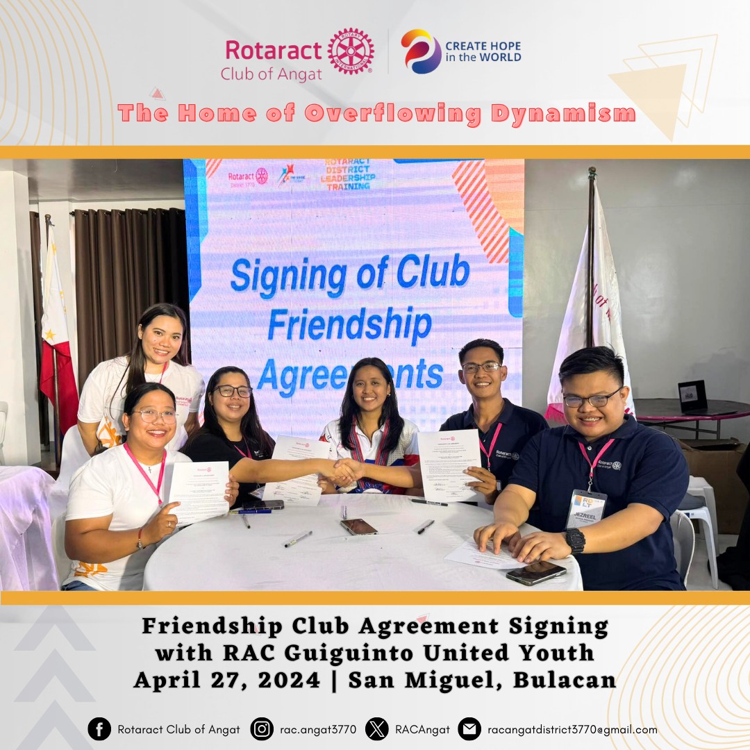 RACAngat's tweet photo. 𝐑𝐀𝐂 𝐀𝐧𝐠𝐚𝐭 𝐬𝐢𝐠𝐧𝐬 𝐚 𝐅𝐫𝐢𝐞𝐧𝐝𝐬𝐡𝐢𝐩 𝐀𝐠𝐫𝐞𝐞𝐦𝐞𝐧𝐭 𝐰𝐢𝐭𝐡 𝐑𝐀𝐂 𝐆𝐮𝐢𝐠𝐮𝐢𝐧𝐭𝐨 𝐔𝐧𝐢𝐭𝐞𝐝 𝐘𝐨𝐮𝐭𝐡 - 𝟐𝟕 𝐀𝐩𝐫𝐢𝐥 𝟐𝟎𝟐𝟒

#RACAngat
#HomeofOverflowingDynamism
#FriendshipClubAgreementSigning
#RDLT2024
#CreateHopeInTheWorld
#District3770 https://t.co/yCnbQpmc10